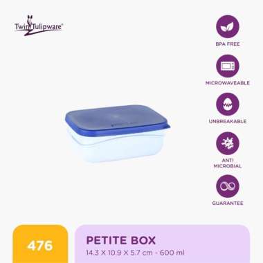 Kotak Makan Twin Tulipware Petite Box 600 ML Blue Diamond