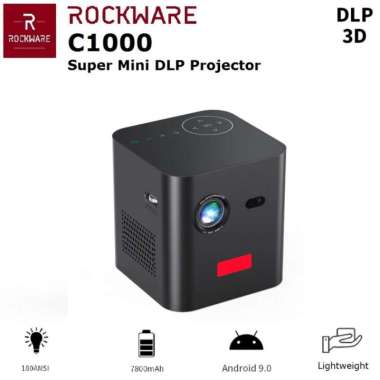 ROCKWARE C1000 - Proyektor Mini Android DLP Projector - 180ANSI Lumens