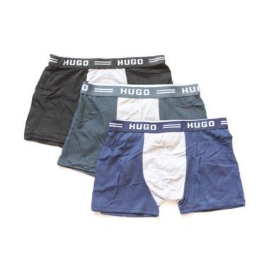 Hugo Model Boxer Pakaian Dalam Pria - Multicolor [1088/ 3 pcs] L Multicolor