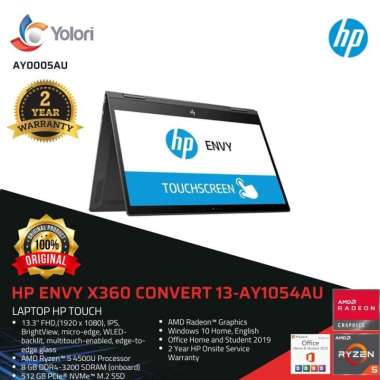 HP ENVY X360 Convert 13-AY105AU R5-4500U 8GB 512GB AMD Radeon Windows 10 OHS 2019 Touch