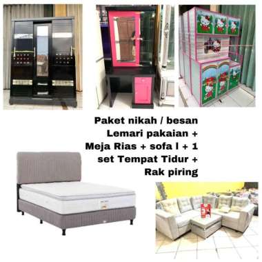paket nikah lemari pakaian tempat tidur tiolet rak piring sofa