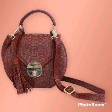 ORI Tas Kulit Ular Moon Bag - Putih