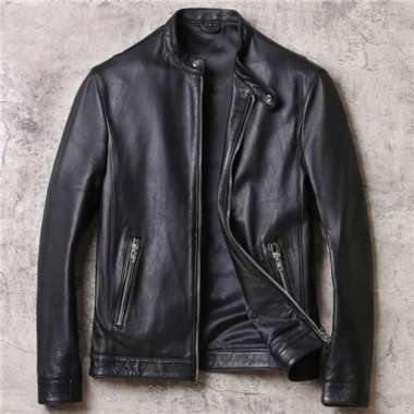 Jaket dan Mantel Kulit Kambing Pria Kualitas Tinggi Ukuran Plus 5XL Jaket Kulit Asli Pria Gaya Korea