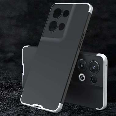 Premium Silicone Dual Hybrid Case Oppo Reno 8 | 8 Pro 5G Reno 8 5G Black Silver