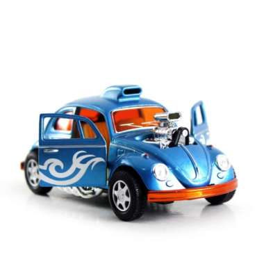 Kinsmart Diecast Miniatur Mobil VW Beetle Custom Dragracer Biru