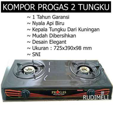 Kompor Gas 2 Tungku MEREK Progas 2 Tungku / Kompor Gas Murah - Hitam