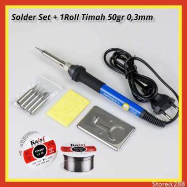 Solder Listrik Timah Solderan Iron Adjustable Temperatur 60W Set + Timah