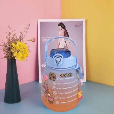Botol Minum Anak Gemoy Viral 1.3 Liter Gradasi FREE STIKER 2D&3D 102 Biru (1.3L)