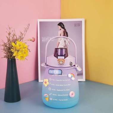 Botol Minum Anak Gemoy Viral 1.3 Liter Gradasi FREE STIKER 2D&3D 102 Ungu(1.3L)