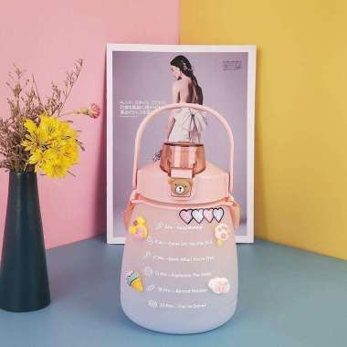 Botol Minum Anak Gemoy Viral 1.3 Liter Gradasi FREE STIKER 2D&3D 102 Peach(1.3L)