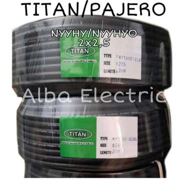 Kabel Listrik PAJERO / TITAN 2x2,5 25 Meter Hitam NYYHY Serabut Hitam