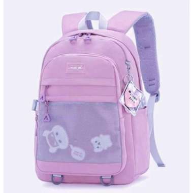 Tas Sekolah Anak Perempuan Baru Warna Solid untuk Remaja Perempuan Ungu