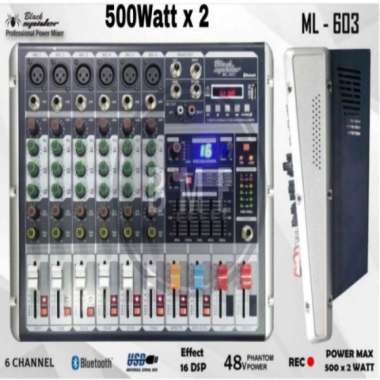 Power Mixer Black Spider Ml 603 Blackspider Ml603 Bluetooth 6Channel