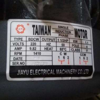 1.5 HP 1 Phase Jiayu Dinamo/Elektro Motor/Electro Motor 2P/4P 2