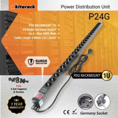 P24G - PDU Rackmount 1U 24 Outlet Germany Socket 19" KITARACK - SURABAYA