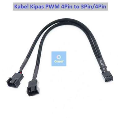 Kabel Kipas PWM 4Pin to 3Pin/4Pin Splitter Fan Case Casing 4 Pin Hitam
