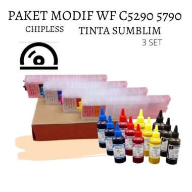 PAKET MODIF CHIPLESS DAN TINTA SUBLIM EPSON WorkForce WF-C579R C579R