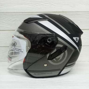 HELM NHK R1 ECTO NHK DOUBLE VISOR NHK HALF FACE R 1 M BLACK SILVER DOFF