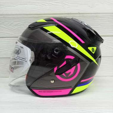 HELM NHK R1 ECTO NHK DOUBLE VISOR NHK HALF FACE R 1 XL BLACK YELLOW