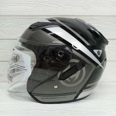 HELM NHK R1 ECTO NHK DOUBLE VISOR NHK HALF FACE R 1 M BLACK SILVER