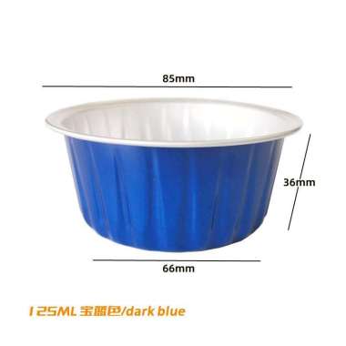 Baking Cup 125Ml Cupcake Alumunium Foil Cups Tahan Panas Bbq Puding Biru