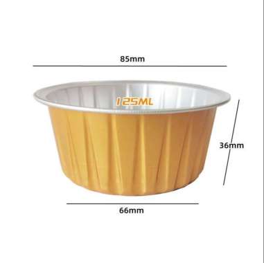 Baking Cup 125Ml Cupcake Alumunium Foil Cups Tahan Panas Bbq Puding Gold
