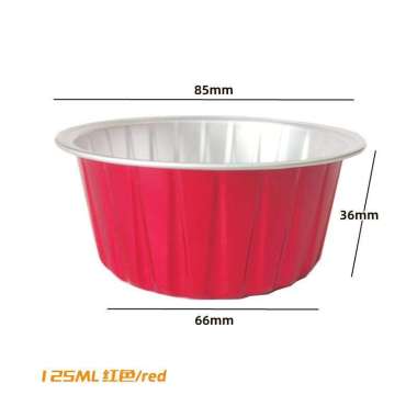 Baking Cup 125Ml Cupcake Alumunium Foil Cups Tahan Panas Bbq Puding Merah