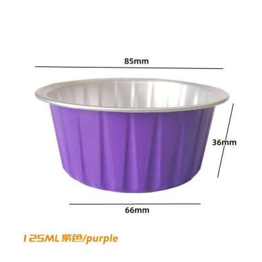 Baking Cup 125Ml Cupcake Alumunium Foil Cups Tahan Panas Bbq Puding Ungu