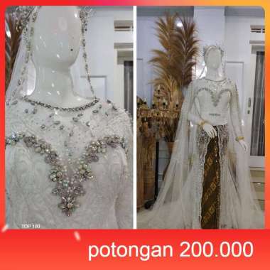 Baju pakaian gaun pengantin busana pernikahan wanita dress wedding dress akad slim span muslim perem