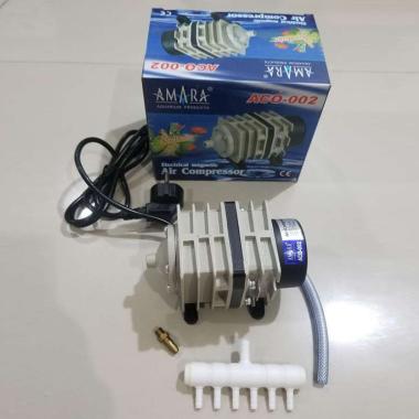 Amara Aco 001 Air Compressor Aerator Pompa Gelembung Udara Aquarium dan Kolam Ikan 01 Silver