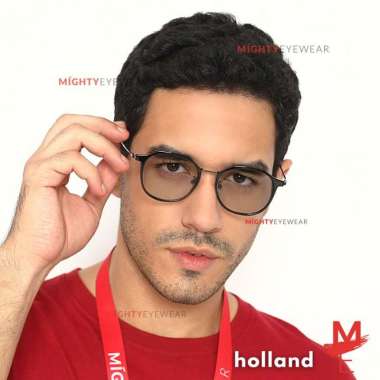 Kacamata Photochromic Antiradiasi - Holland Bulat Pria Minus Normal Frame Saja