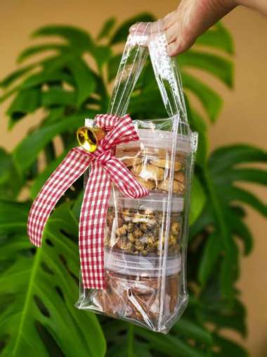 10X10X20 Tas tenteng toples tabung mika , toples tabung tas mika