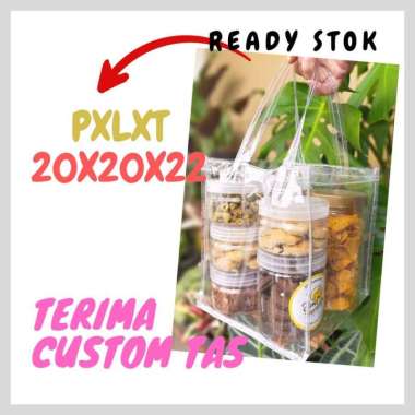 DUS18 / 20X20 Tas transparan Box Kue ,Kotak Nasi, Besek bambu tas mika