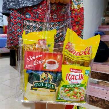 25x13x25 tas full mika transparan murah goodie bag Tas promosi sembako