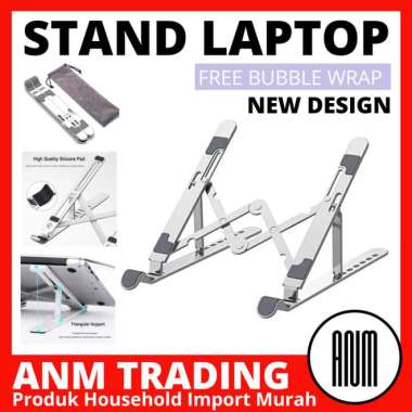 Stand Laptop Aluminium Portable - Dudukan/Meja Laptop Portable Metal warna Hitam