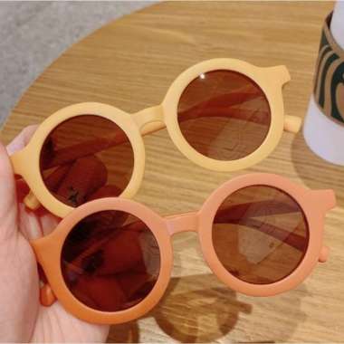 ONE-C670 Kacamata Hitam Anak Perempuan Bingkai Bulat Unisex / Kaca Mata Anak Gaya Hitam Bayi Berjemu