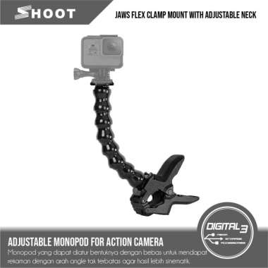 SHOOT Jaws Flex Clamp Mount with Adjustable Neck for Gopro/ Xiaomi/ Yi Brica BLACK