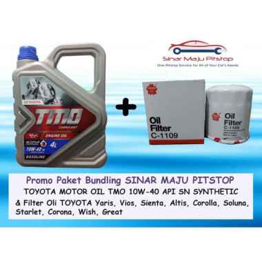 Paket Bundling Oli Mobil TMO 10W-40 API SN 4 Liter & Filter Oli TOYOTA CORONA & TOYOTA WISH & TOYOTA