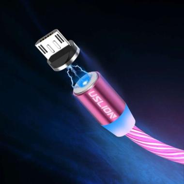 Uslion Kabel Charger Menyala Magnetic Micro USB Fast Charging - Pink merah muda