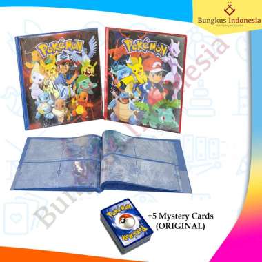Buku album kartu pokemon untuk 100pcs kartu pokemon / Koleksi kartu large +1 kartu