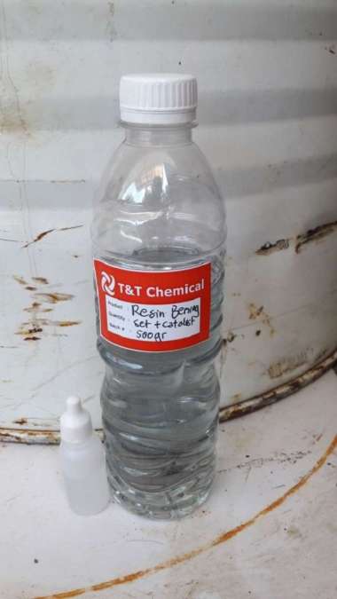resin bening dan katalis (500gr + 20ml katalis) untuk gantungan kunci, akrilik, fiberglass dll BENIN