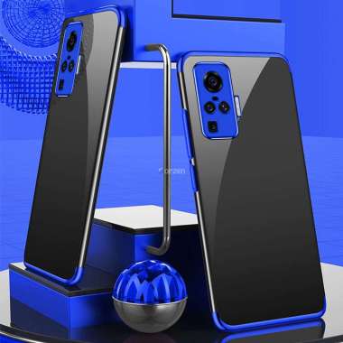Case Vivo X50 Pro Tpu Plating Transparan Premium Softcase - Vivo X27 BIRU
