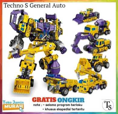 NBK Mainan Rakit Robot Devastator Transformer 6 in 1 Yellow