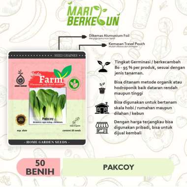 Benih Biji Bibit 50 Sawi Pakcoy Hijau/ Sawi Daging/ Sawi Sendok Kualitas Unggul Super INDO FARM