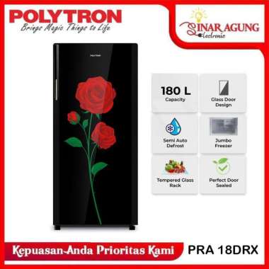 KULKAS POLYTRON PRA18DRX / PRA 18PRX [ 1 PINTU / 180 LITER ] 100% ORI - Hitam
