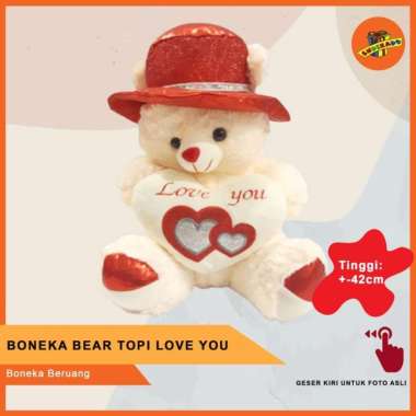 MAKASSAR! BONEKA BEAR TOPI LOVE YOU - Boneka Beruang