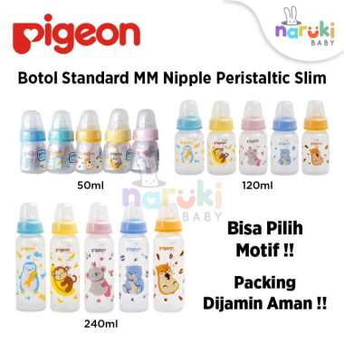 Pigeon Botol Susu PP RP Standard MM 50mL 120mL 240mLPeristaltic Slim Neck 120mL Bear