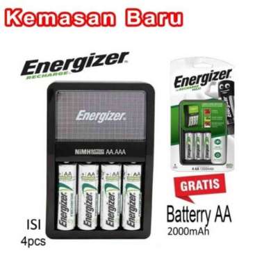 Baterai charger AA/AAA + 4 Baterai AA MAH Energizer Maxi/ Charger batu Multicolor