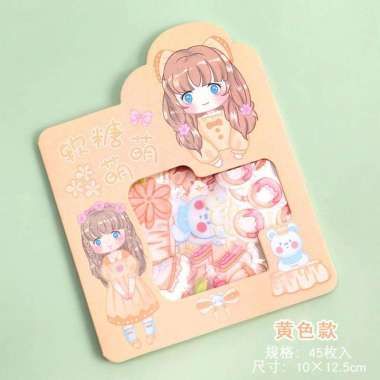 Stiker Cute Anime Rabbit & Bear Import Premium Character Girl Cream