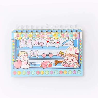 Stiker Korea Cute Import 1 Buku Isi 40 Lembar Ring Lucu Biru